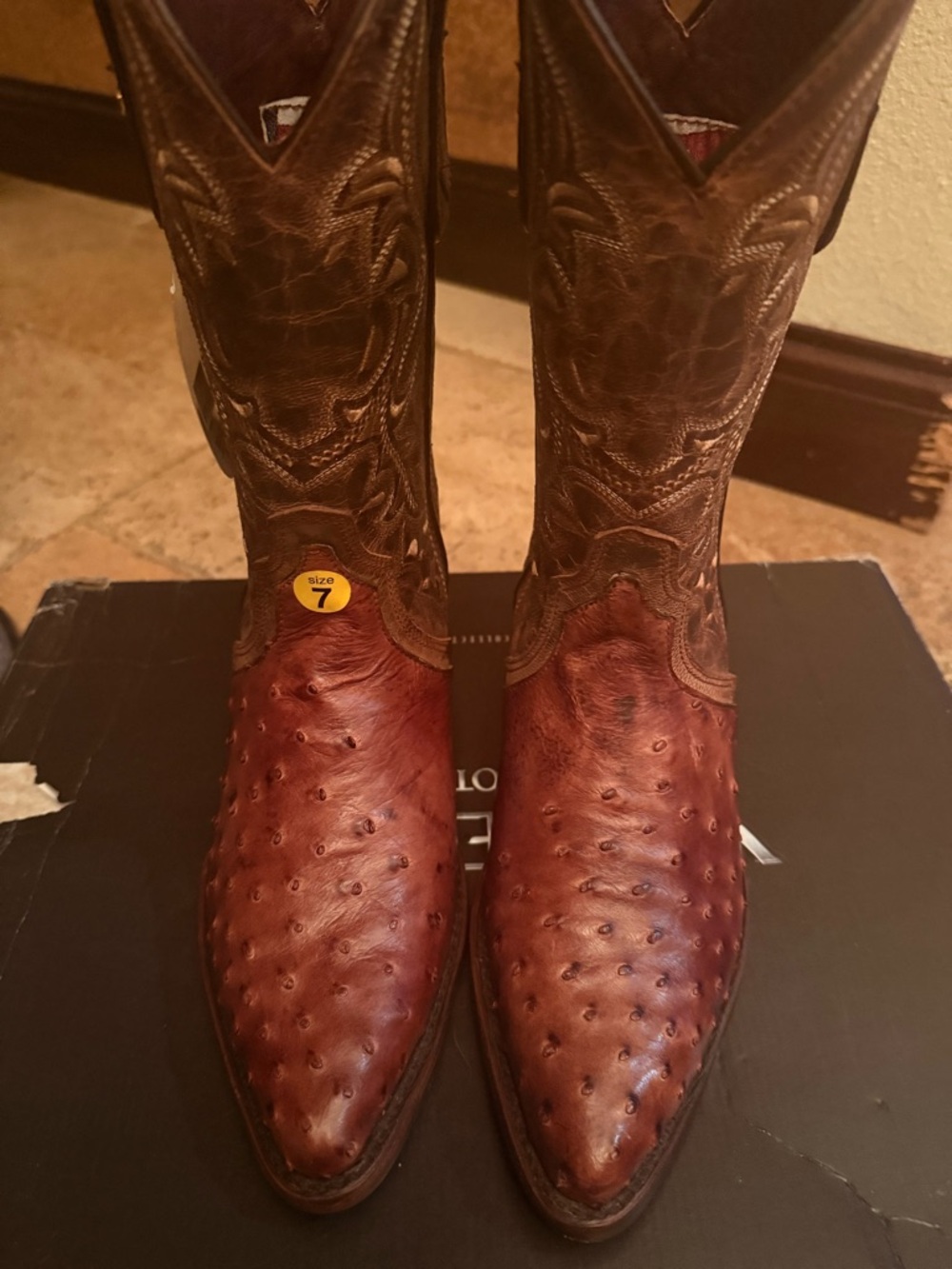 Men's Brown Exotic 100 % Ostrich Leather Western Boots